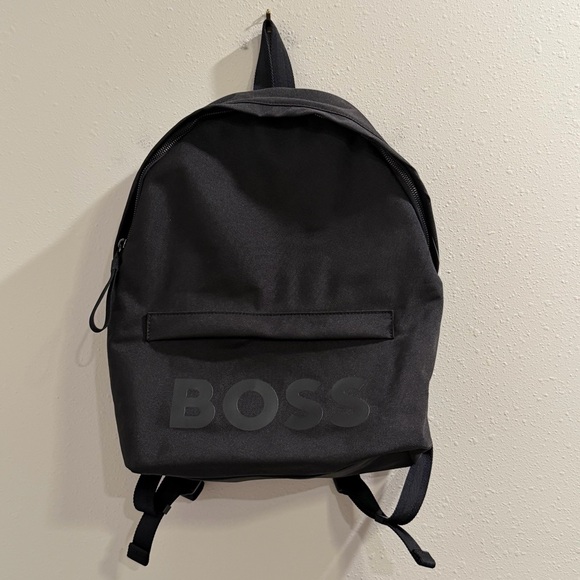 BOSS NWT Unisex Black Pixel Logo Backpack Commuter Travel Laptop Work Bag Office - Picture 2 of 6